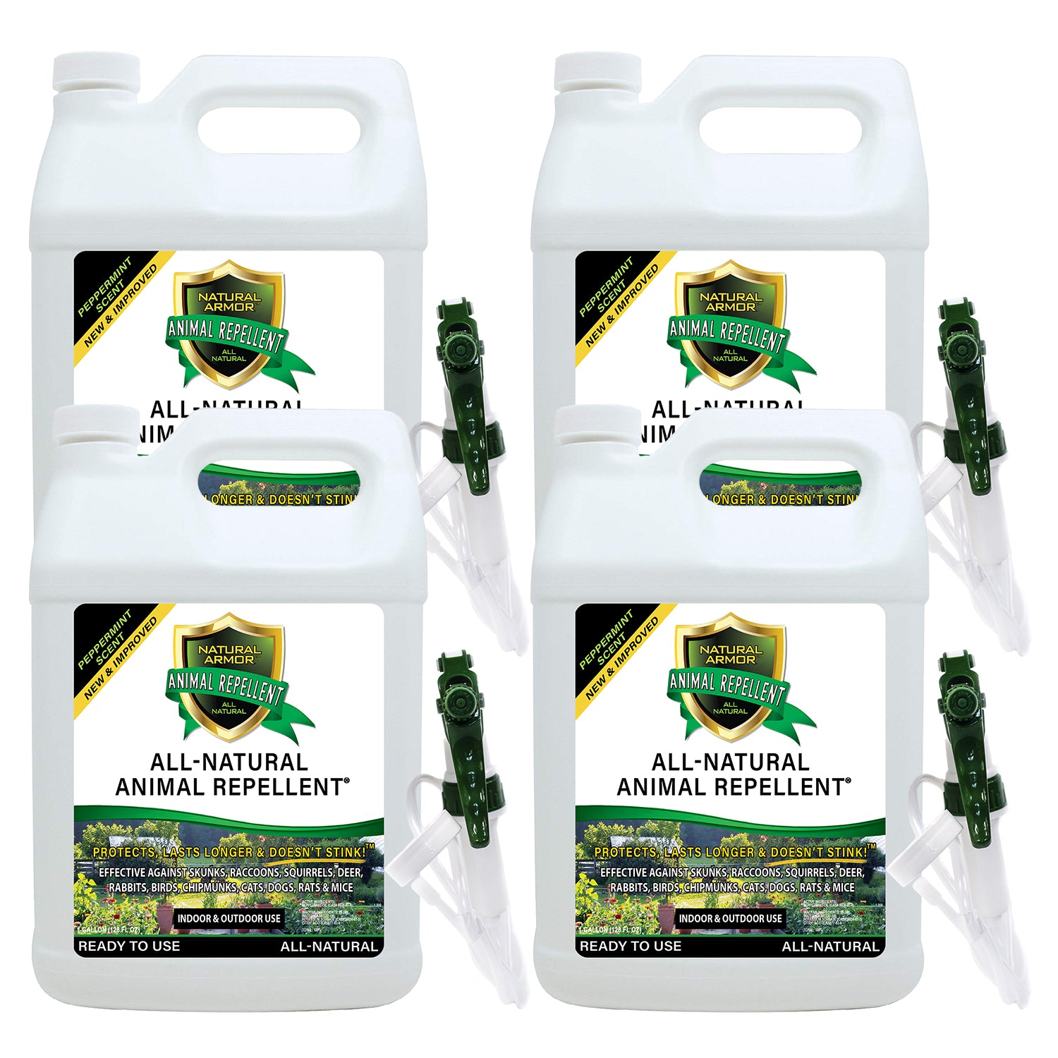 All-Natural Animal Repellent Case of 4 Gallons with Sprayers