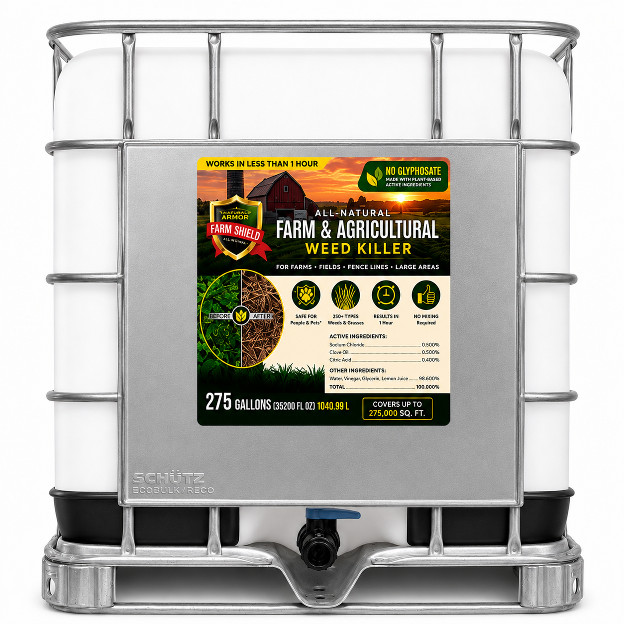 Farm & Agricultural All-Natural Weed and Grass Killer 275 Gallon Tote