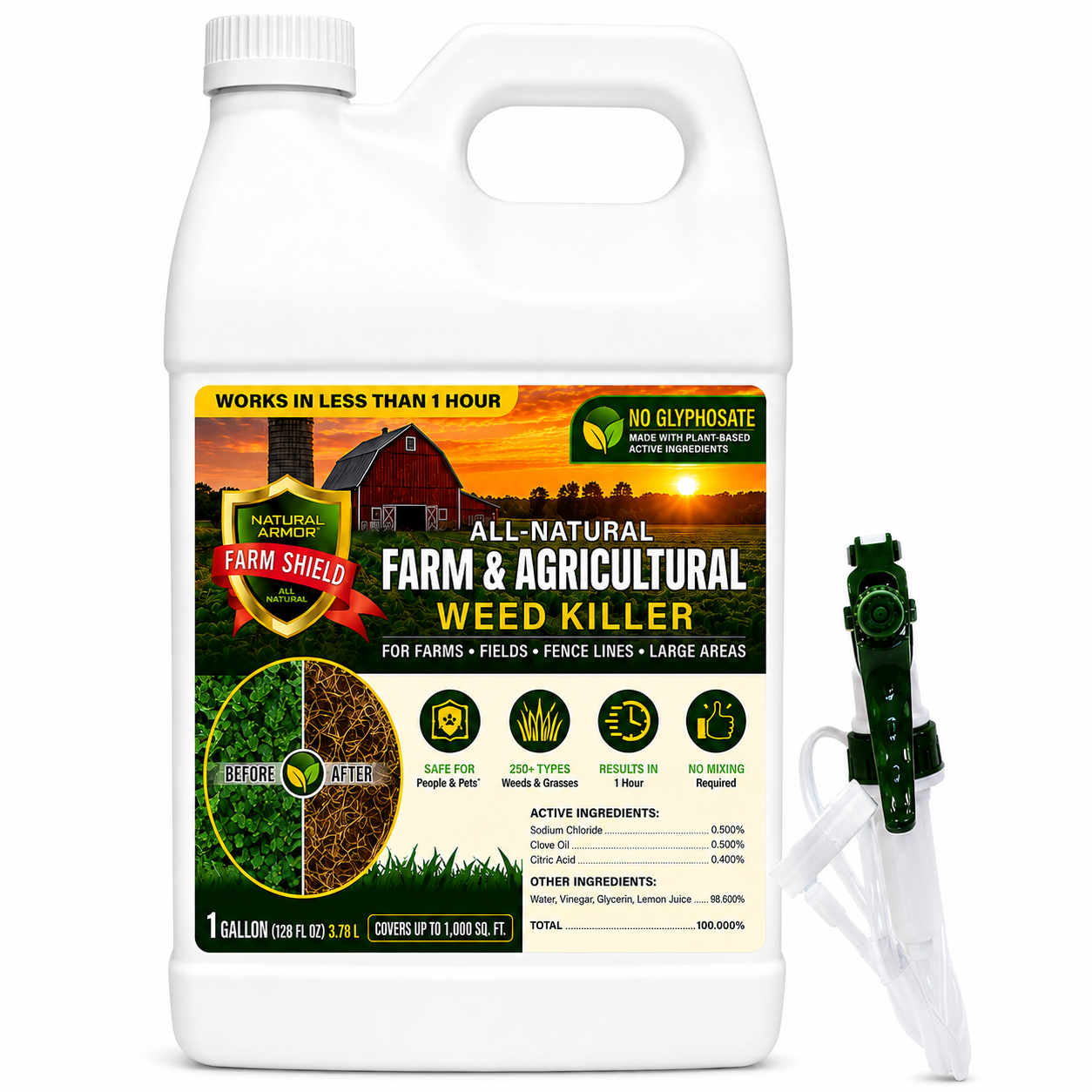 Farm & Agricultural All-Natural Weed and Grass Killer Gallon (with Trigger)