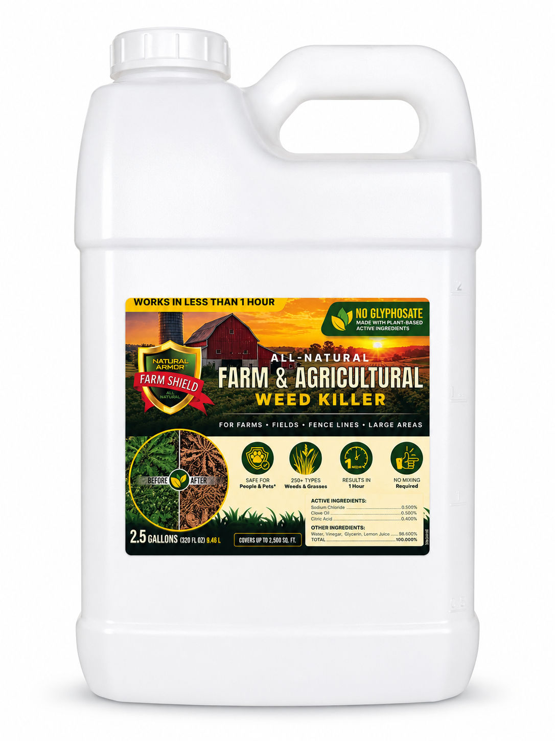 Farm & Agricultural All-Natural Weed and Grass Killer 2.5 Gallon (320 oz)