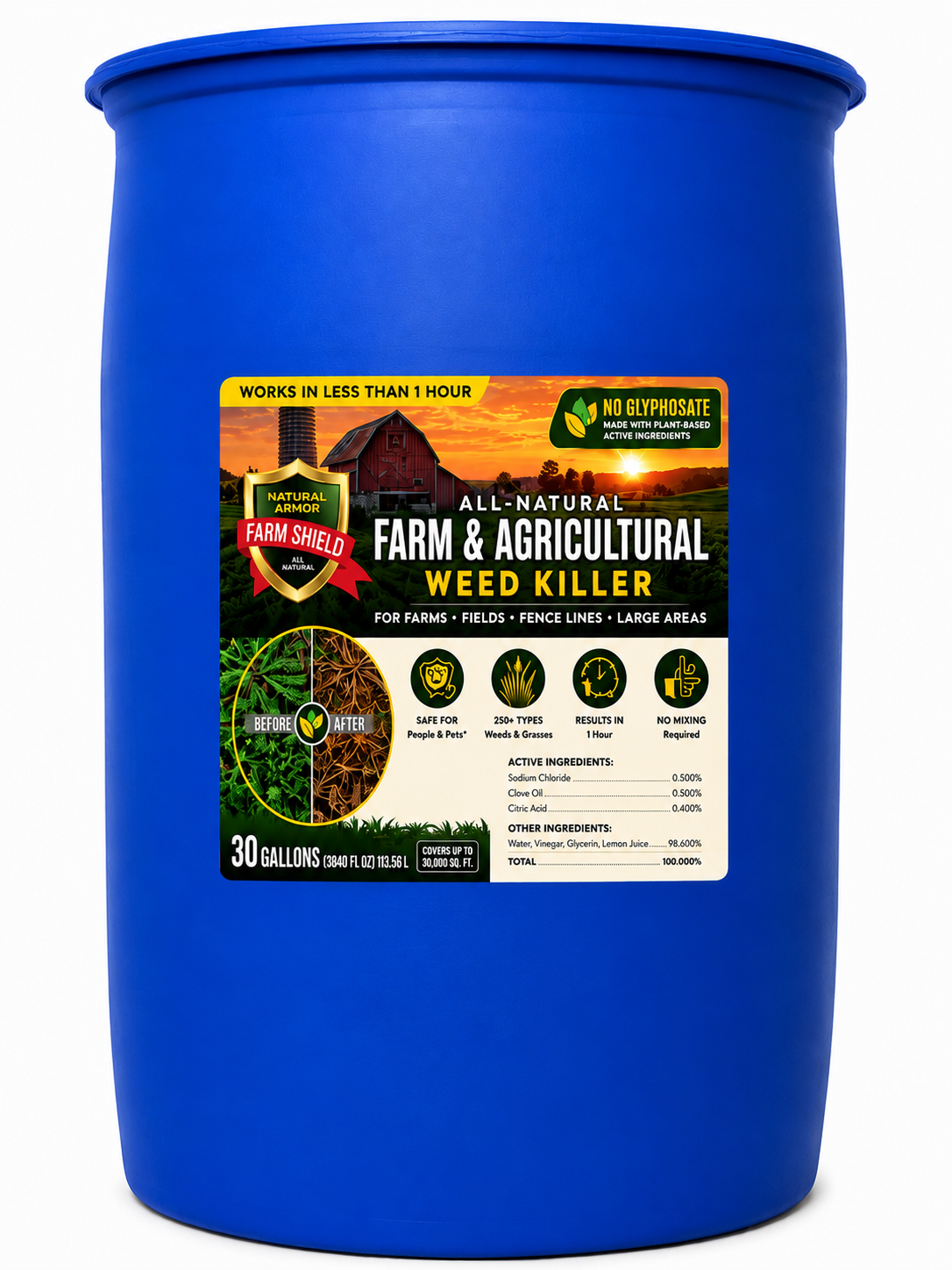 Farm & Agricultural All-Natural Weed and Grass Killer 30-Gallon Drum