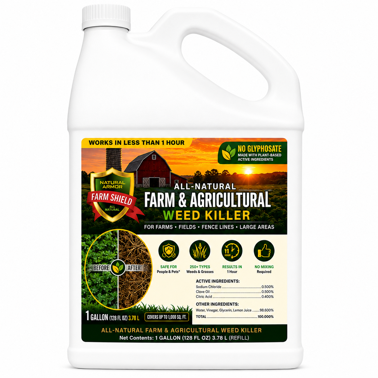 Farm & Agricultural All-Natural Weed and Grass Killer Gallon Refill