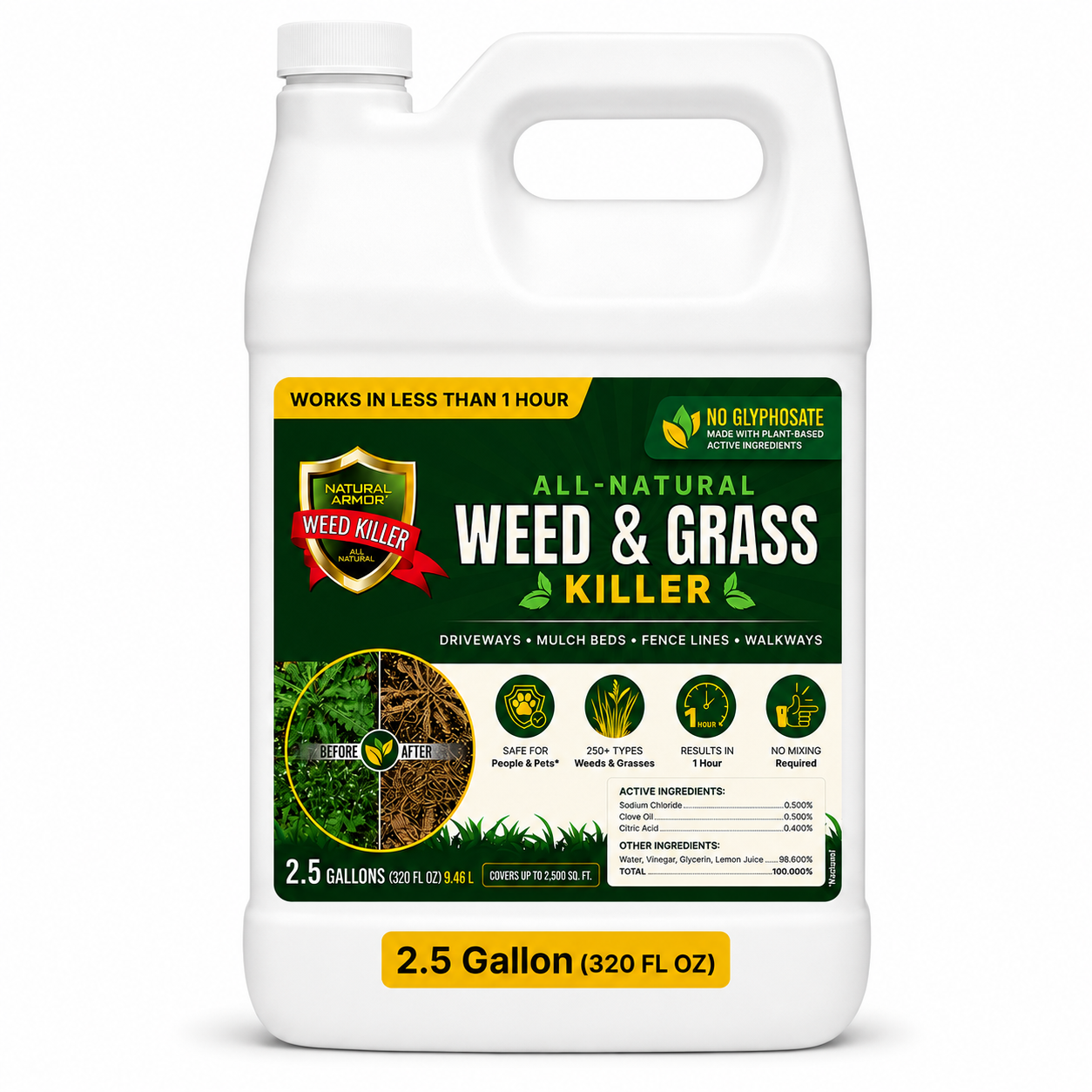 Natural Armor All-Natural Weed Killer - 2.5 GALLONS (320 Ounces)