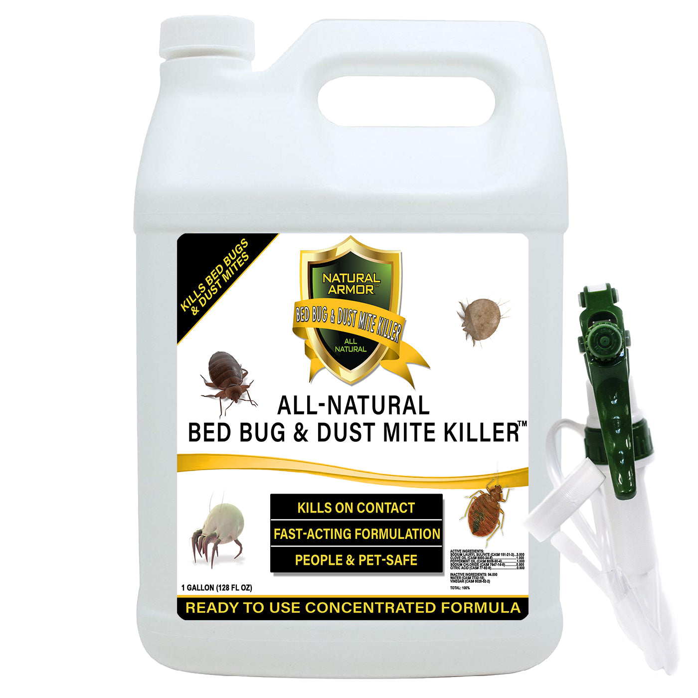 Bed Bug Dust Mite Killer GALLON 128oz Natural Armor