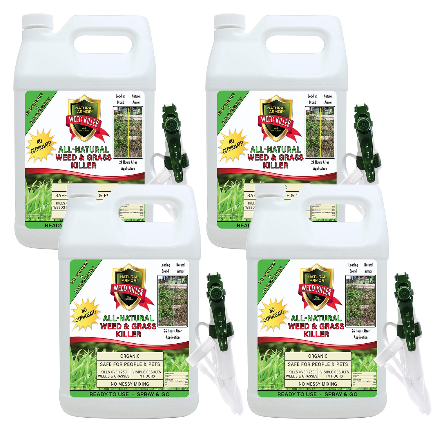 Natural Armor All-Natural Weed Killer - CASE OF 4 GALLONS (Normally $29.95 per gallon, buy 3 gallons get 1 gallon free)